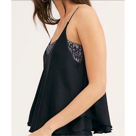 Free People Intimately Turn It On Cami Tank Top in Black Size Large - Picture 1 of 11